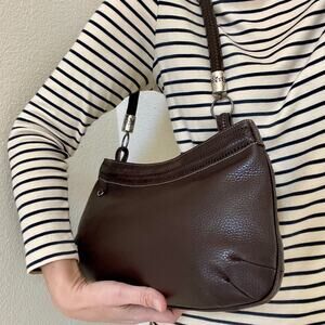 Brighton Pebble Grain Brown Leather Purse Braided Shoulder Strap Silver Hardware